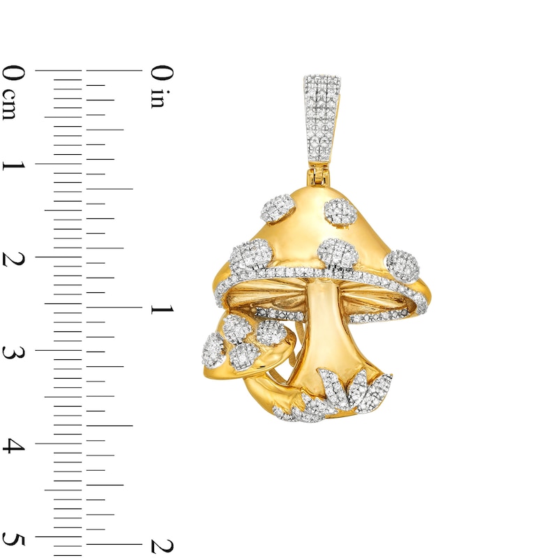 1/6 CT. T.W. Diamond Multi-Mushroom Necklace Charm in Sterling Silver with 14K Gold Plate