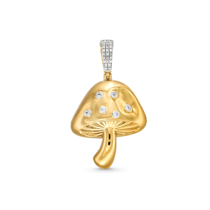 1/6 CT. T.W. Diamond Mushroom Necklace Charm in Sterling Silver with 14K Gold Plate