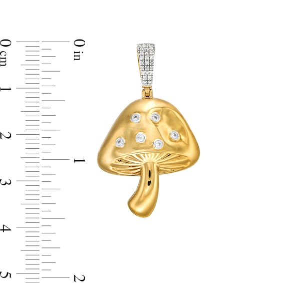 1/6 CT. T.W. Diamond Mushroom Necklace Charm in Sterling Silver with 14K Gold Plate