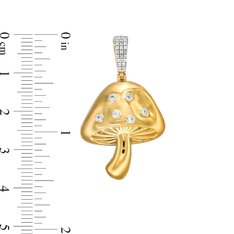 1/6 CT. T.W. Diamond Mushroom Necklace Charm in Sterling Silver with 14K Gold Plate