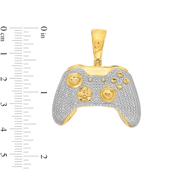 1/20 CT. T.W. Diamond Game Controller Necklace Charm in Sterling Silver with 14K Gold Plate