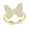 Thumbnail Image 0 of ​​​​​​​1/10 CT. T.W. Diamond Butterfly Ring in Sterling Silver with 14K Gold Plate