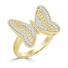 Thumbnail Image 1 of ​​​​​​​1/10 CT. T.W. Diamond Butterfly Ring in Sterling Silver with 14K Gold Plate