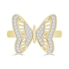 Thumbnail Image 2 of ​​​​​​​1/10 CT. T.W. Diamond Butterfly Ring in Sterling Silver with 14K Gold Plate