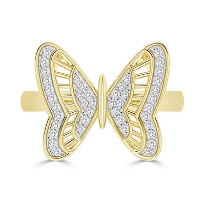 14K Gold Plated 1/10 CT. T.W. Diamond Butterfly Ring