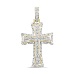 ​​​​​​​1/4 CT. T.W. Diamond Cross Necklace Charm in Sterling Silver with 14K Gold Plate