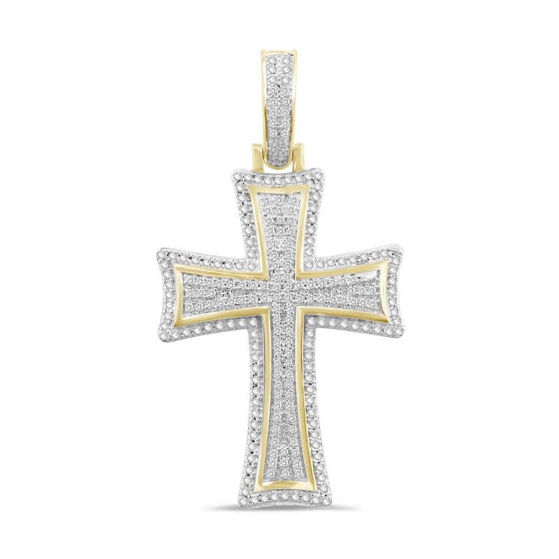 1/4 CT. T.W. Diamond Cross Necklace Charm in Sterling Silver with 14K Gold Plate