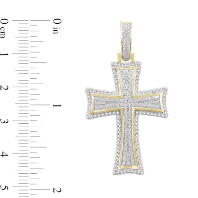 ​​​​​​​1/4 CT. T.W. Diamond Cross Necklace Charm in Sterling Silver with 14K Gold Plate