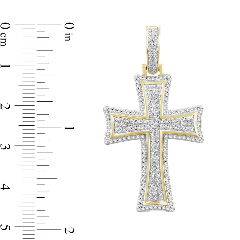 ​​​​​​​1/4 CT. T.W. Diamond Cross Necklace Charm in Sterling Silver with 14K Gold Plate