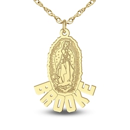 Block Letter Virgin Mary Pendant Necklace