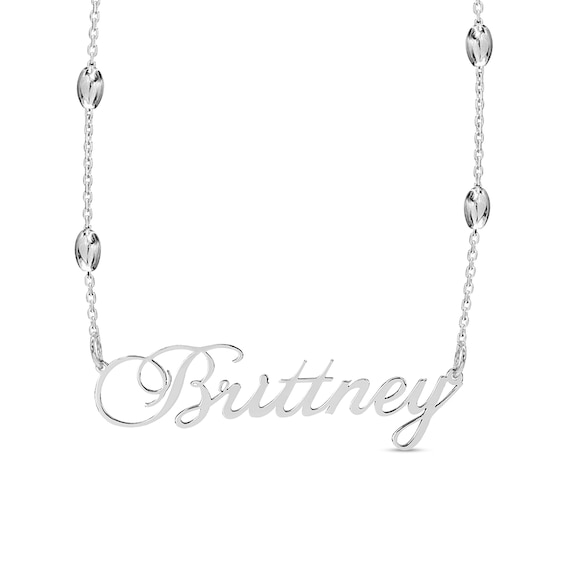 Cursive Nameplate Saturn Chain Necklace in Sterling Silver - 18"