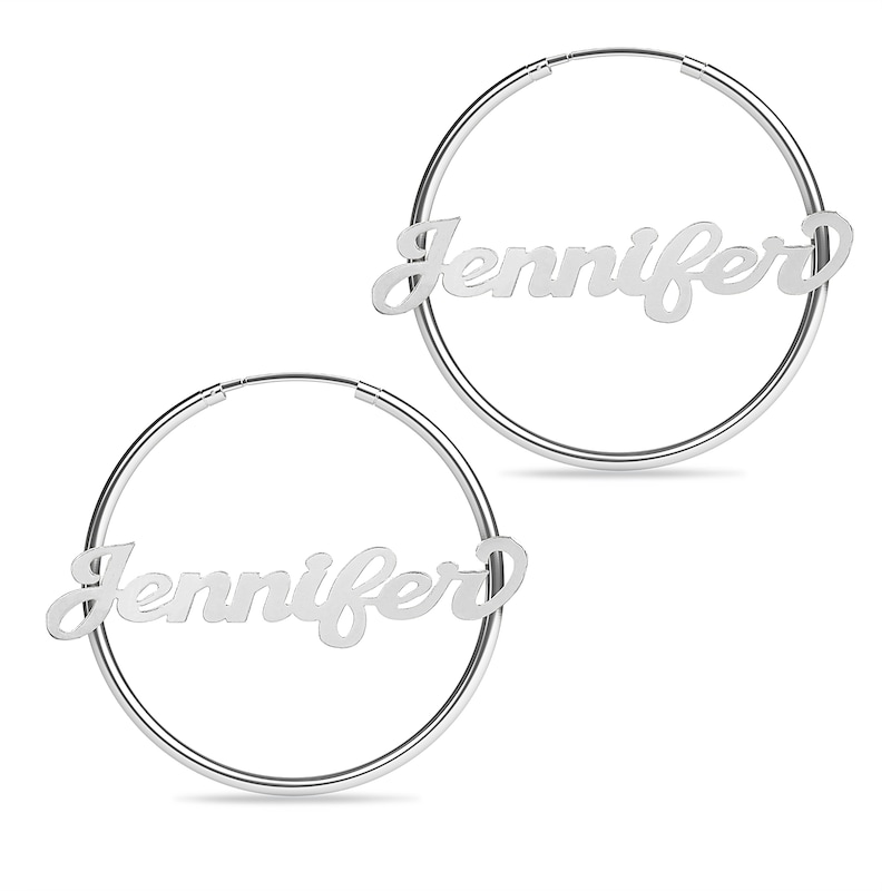 Main Image 1 of Script Name Hoops in Sterling Silver