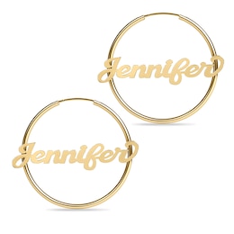 Script Name Hoops in Sterling Silver with 14K Gold Plate