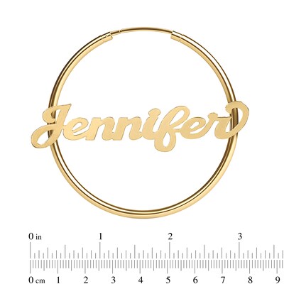 Script Name Hoops in Sterling Silver with 14K Gold Plate