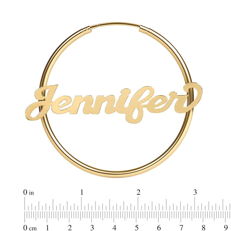 Main Image 2 of Script Name Hoops in Sterling Silver with 14K Gold Plate