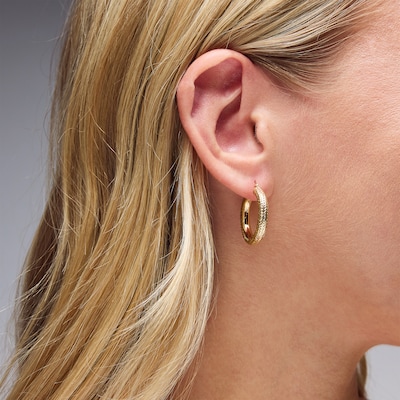 14K Hollow Gold Diamond-Cut Hoops
