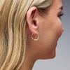 Thumbnail Image 2 of ​​​​​​​10K Hollow Gold Heart Tri-Color Hoops