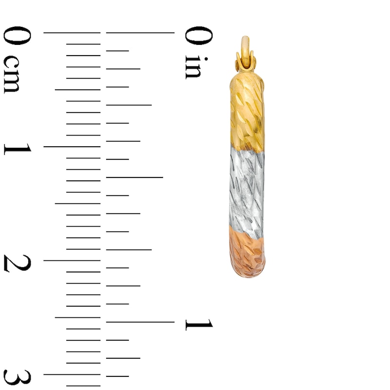 Main Image 2 of 14K Hollow Gold Diamond-Cut Tri-Color Hoops