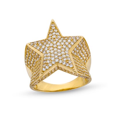 10K Gold CZ Big Star Ring - Size 10.5