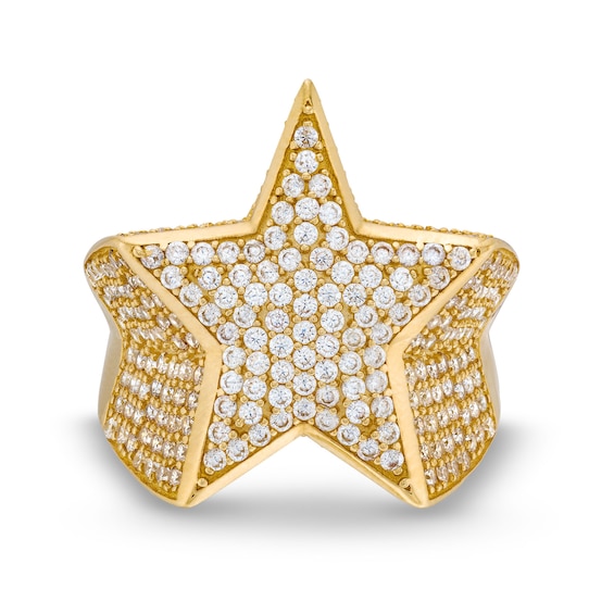 10K Gold CZ Big Star Ring - Size 10.5