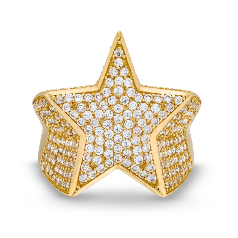 10K Gold CZ Big Star Ring - Size 10.5