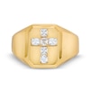 Thumbnail Image 3 of 10K Hollow Gold CZ Signet Cross Ring - Size 10.5