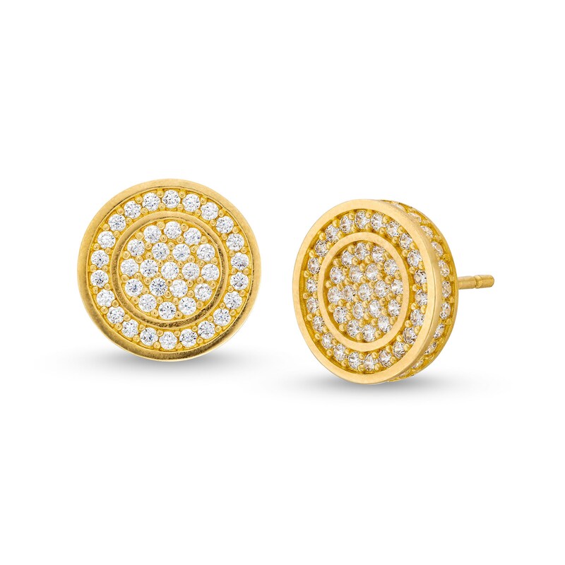 ​​​​​​​10K Solid Gold CZ Halo Round Studs