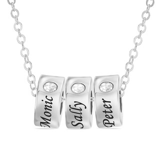 Sterling Silver Birthstone Three-Name Engravable Pendant