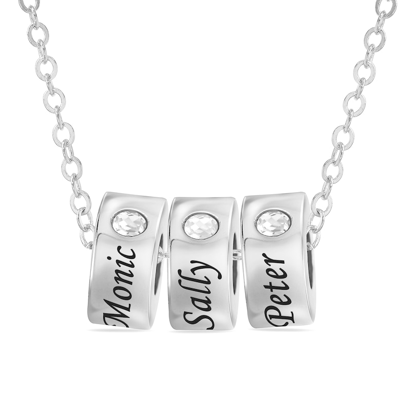Sterling Silver Birthstone Three-Name Engravable Pendant