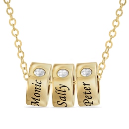 14K Gold Plated Birthstone Three-Name Engravable Pendant