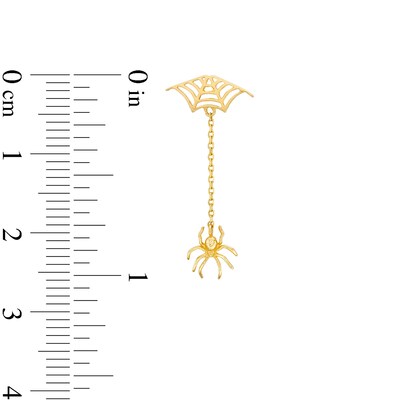14K Solid Gold Spider Web with Spider Dangle Stud - 18G 5/16"