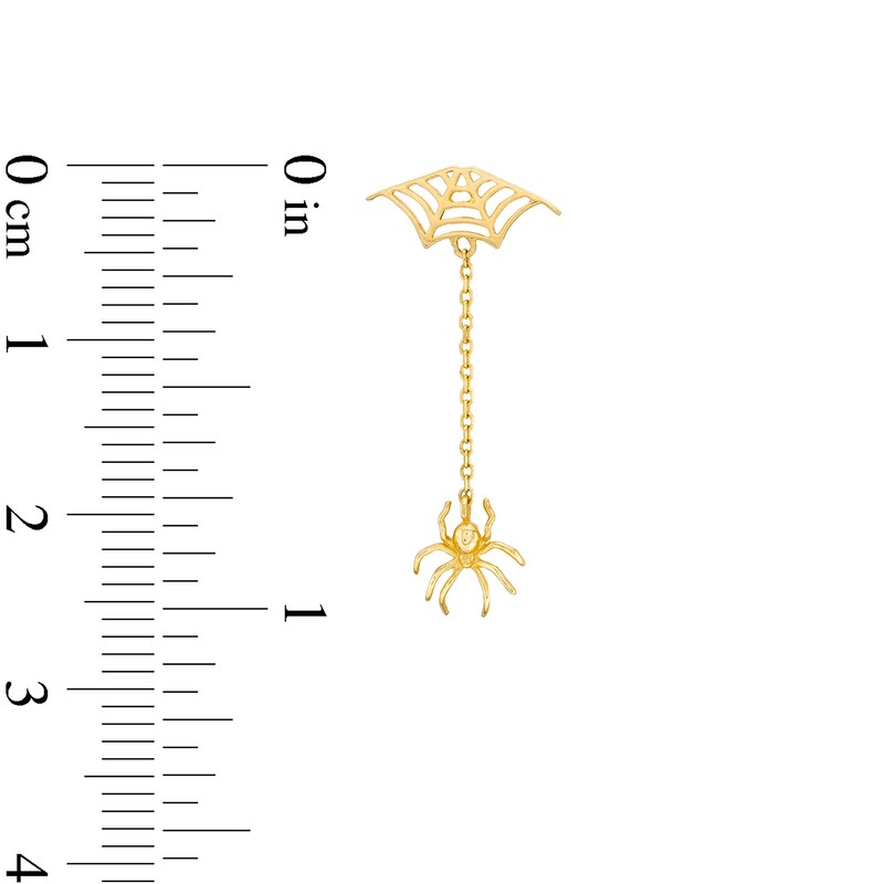 Main Image 3 of 14K Solid Gold Spider Web with Spider Dangle Stud - 18G 5/16"