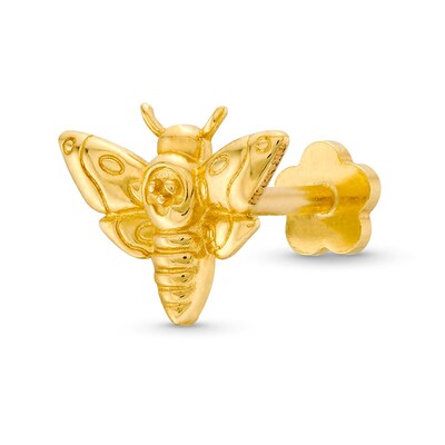 ​​​​​​​14K Solid Gold Death Moth Stud - 18G 5/16"