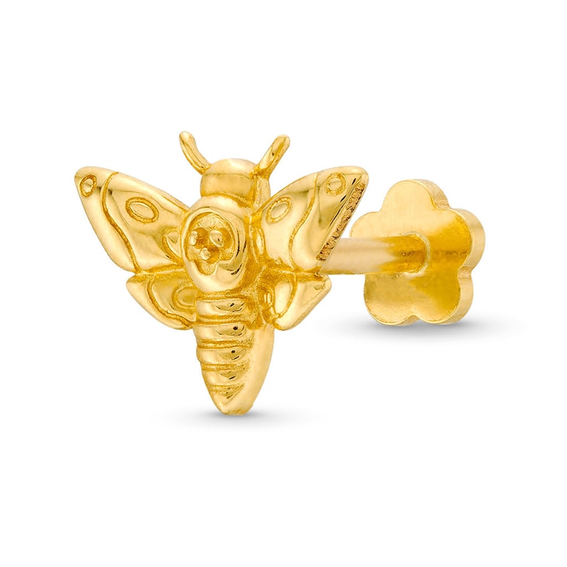 Main Image 2 of ​​​​​​​14K Solid Gold Death Moth Stud - 18G 5/16"