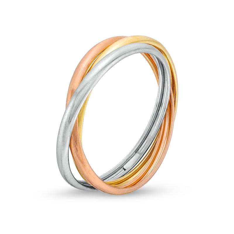 Main Image 2 of ​​​​​​​10K Hollow Gold Stacking Tri-Color Ring - Size 7