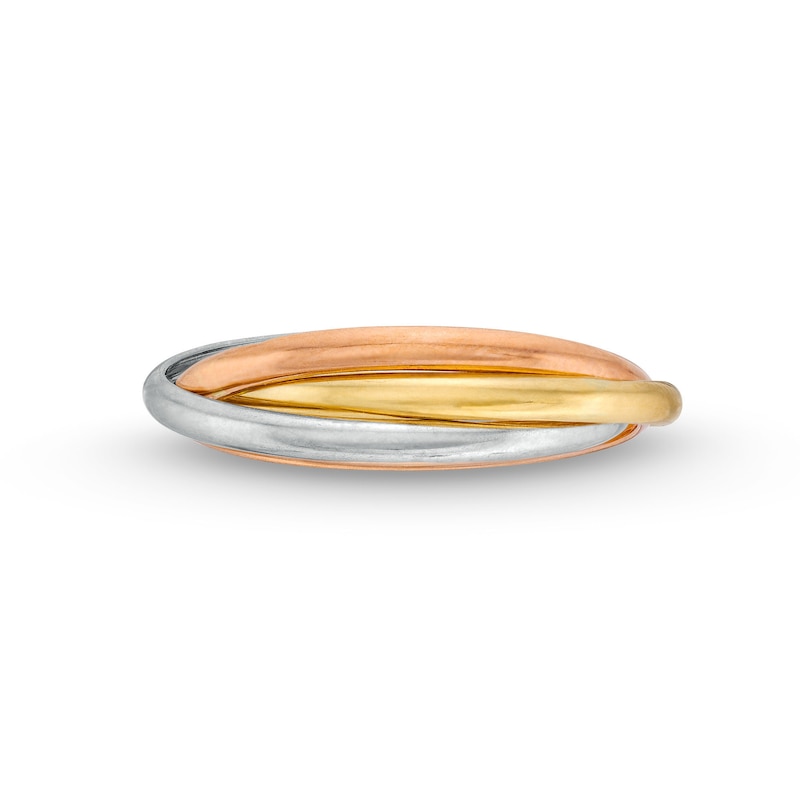 Main Image 3 of ​​​​​​​10K Hollow Gold Stacking Tri-Color Ring - Size 7