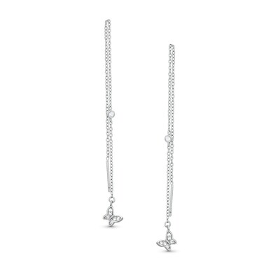 ​​​​​​​Sterling Silver CZ Butterfly Threader Earrings