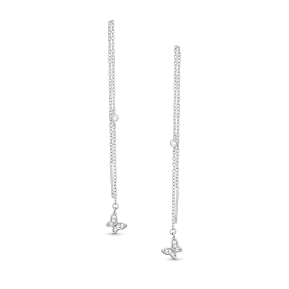Sterling Silver CZ Butterfly Threader Earrings
