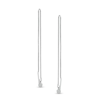 ​​​​​​​Sterling Silver CZ Disc Threader Earrings