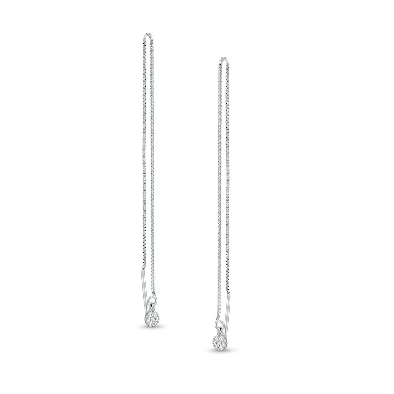 Sterling Silver CZ Disc Threader Earrings