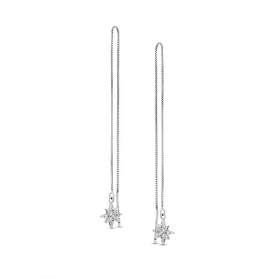 ​​​​​​​​​​​​​​Sterling Silver CZ Compass Threader Earrings
