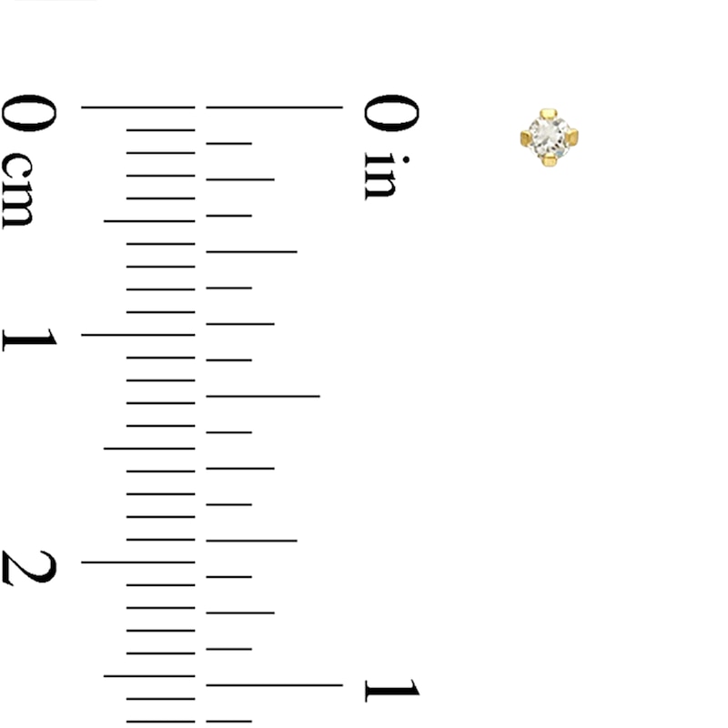 Main Image 2 of 2mm Cubic Zirconia Solitaire Stud Piercing Earrings in 14K Solid Gold