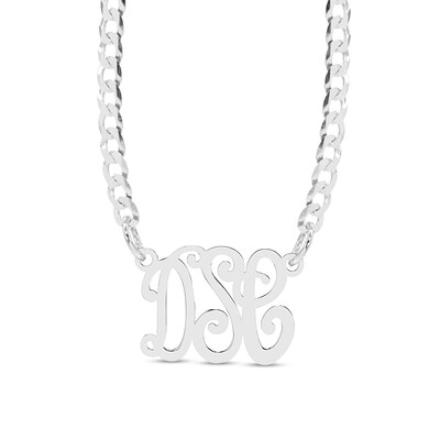 Sterling Silver Script Monogram Cable Chain