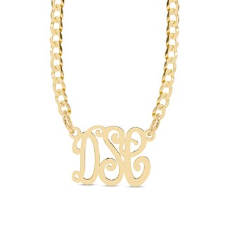 14K Gold Plate Script Monogram Cable Chain
