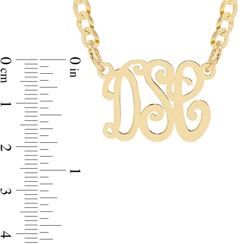 Main Image 2 of 14K Gold Plate Script Monogram Cable Chain