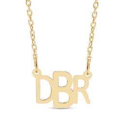 14K Gold Plate Block Monogram Cable Chain