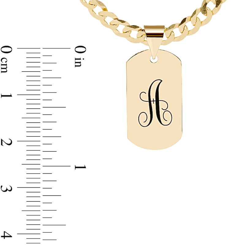 Main Image 2 of ​​​​​​​14K Gold Plate Initial Dog Tag Curb Chain