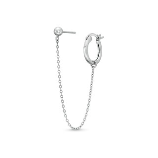 ​​​​​​​Sterling Silver Ball and Hoop Cable Chain Double Earring