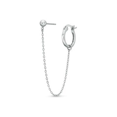 ​​​​​​​Sterling Silver Ball and Hoop Cable Chain Double Earring