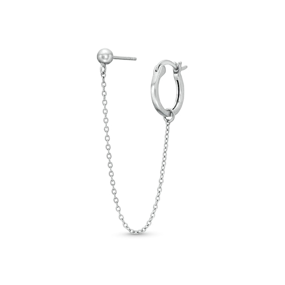​​​​​​​Sterling Silver Ball and Hoop Cable Chain Double Earring